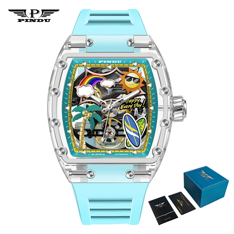 Unique Dial Men’s Mechanical Watch Summer Beach Glow Waterproof Silicone