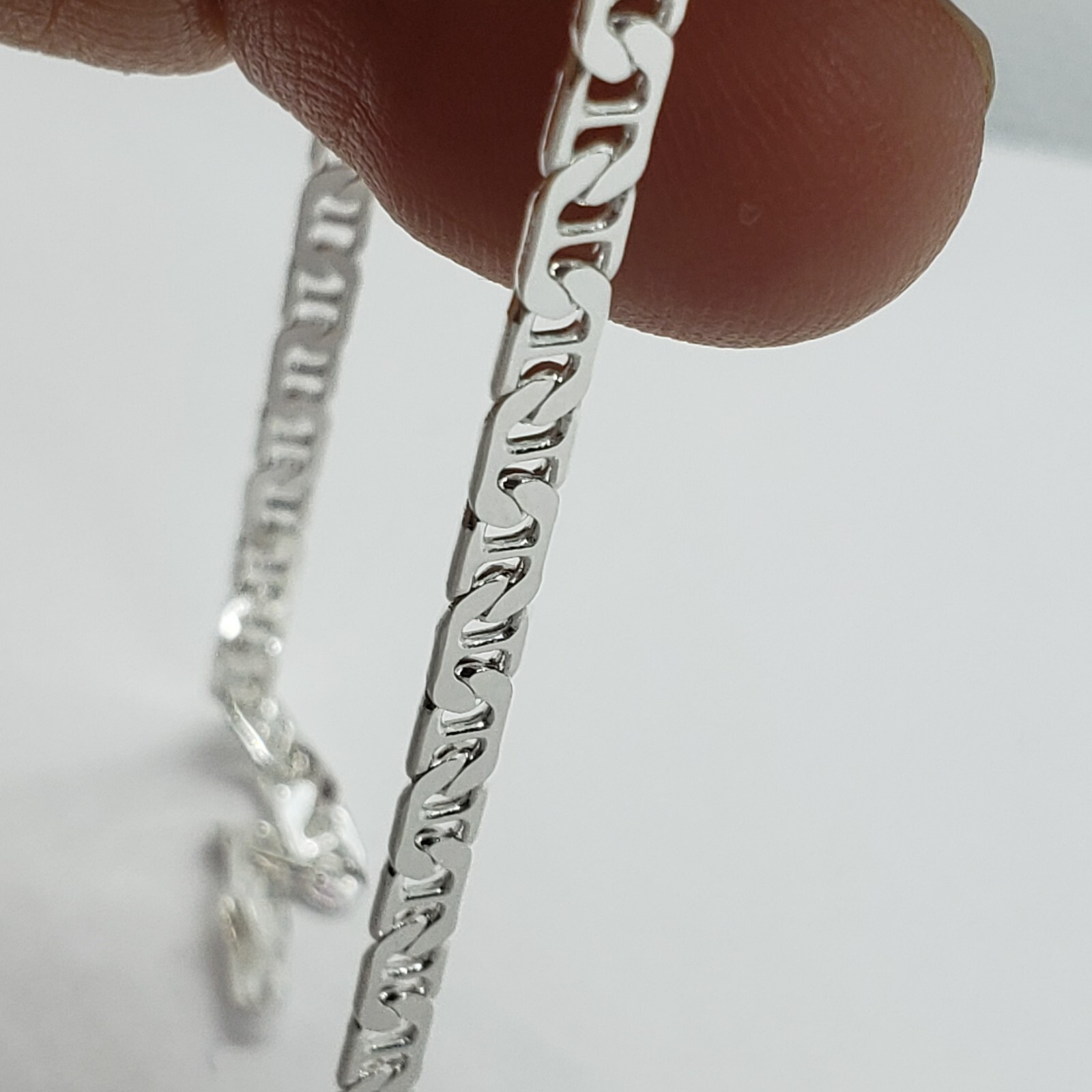 925 Sterling Silver Italy Flat Mariner Link Chain Necklace Bracelet 3mm 7″ ~ 30″