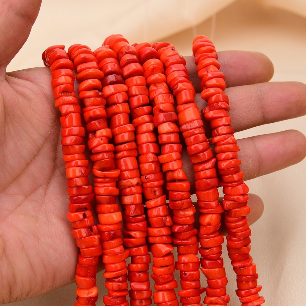2 Strands Orange Sea bamboo Coral Freeform Loose Beads 16” Jewelry Making DIY