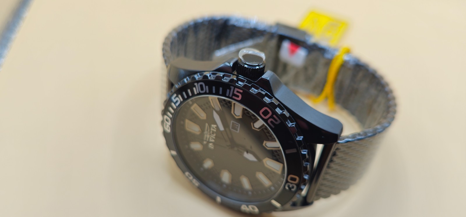 Invicta Pro Diver 46903 Men’s Watch 46mm Black Dial Black Mesh Bracelet Quartz