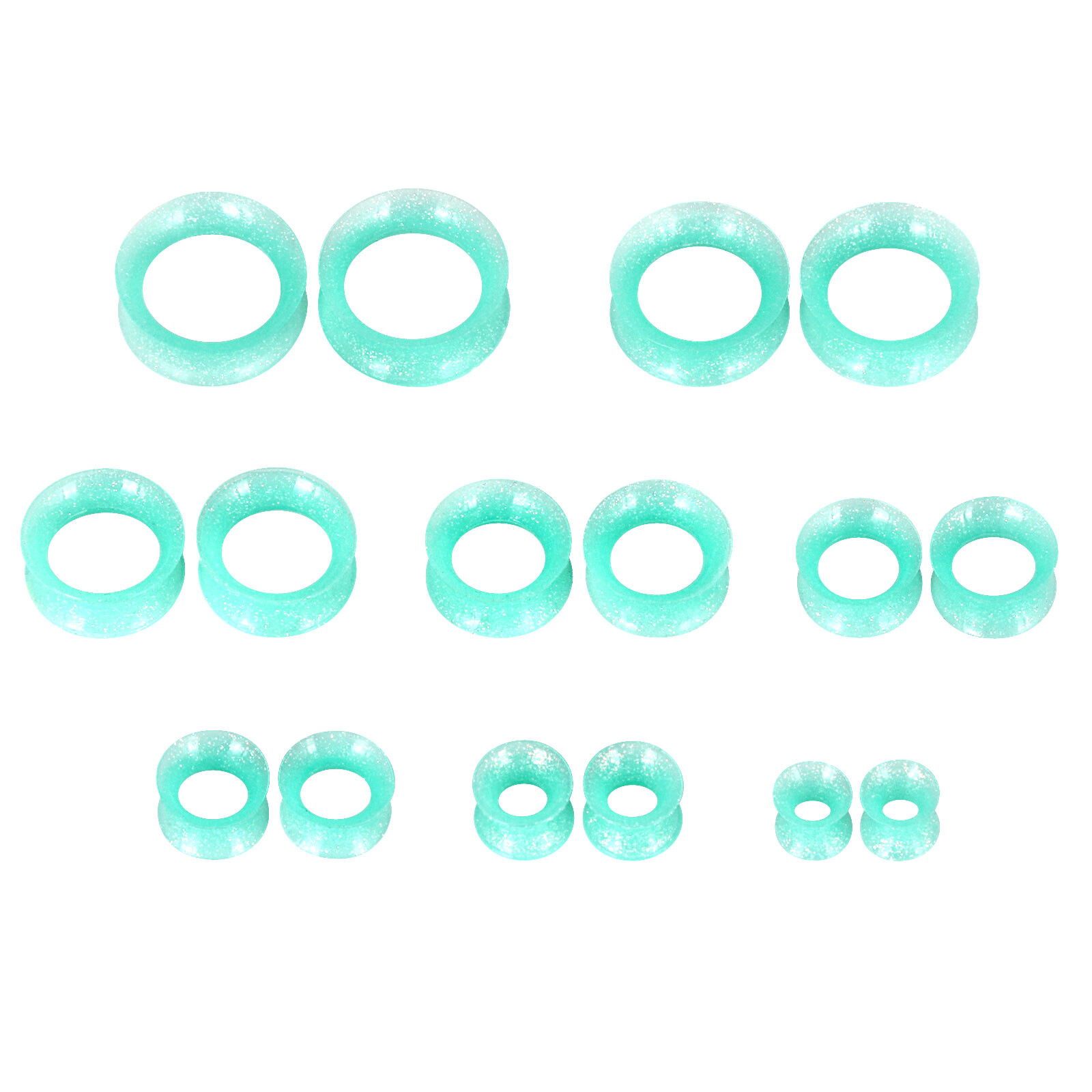 20Pcs Thin Silicone Ear Gauges Plugs Flexible Flesh Tunnels Gold Glitter 2g-3/4″