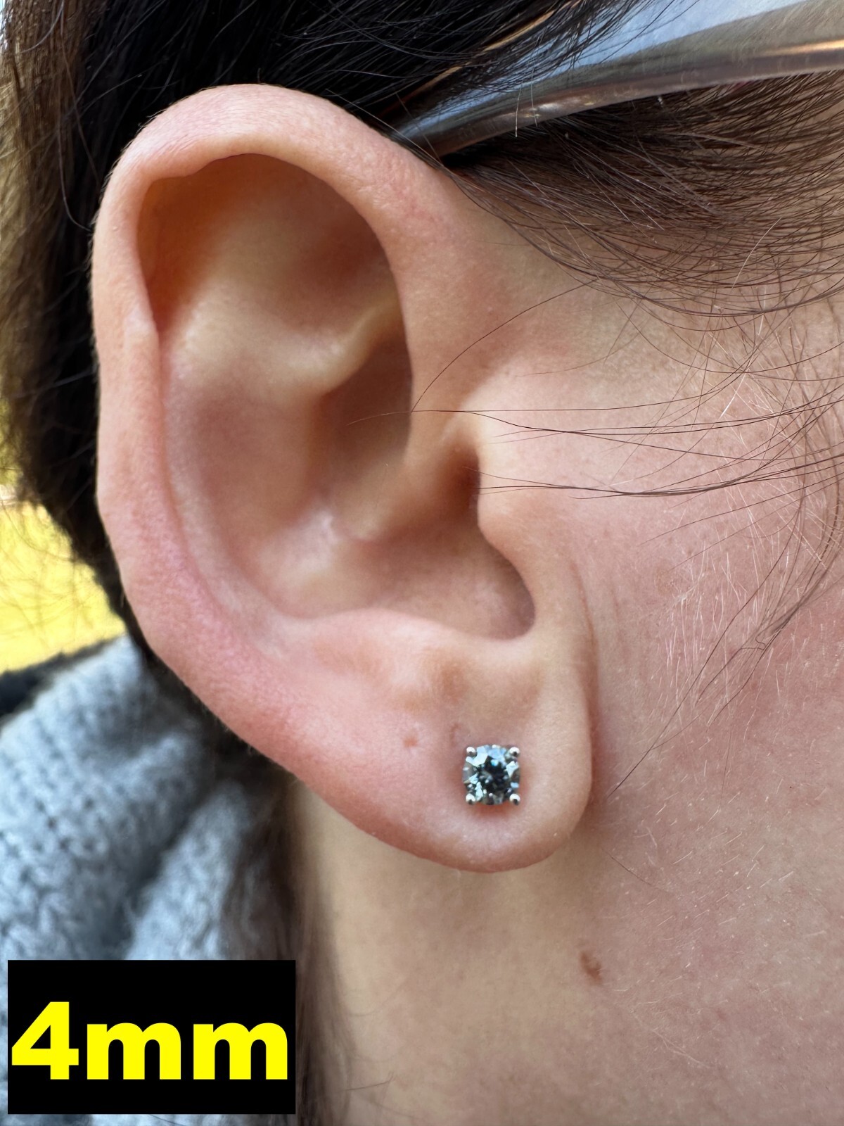 Real Blue Gray Moissanite Screwback Stud Earrings 925 Silver 3-8mm Iced Tester ✅