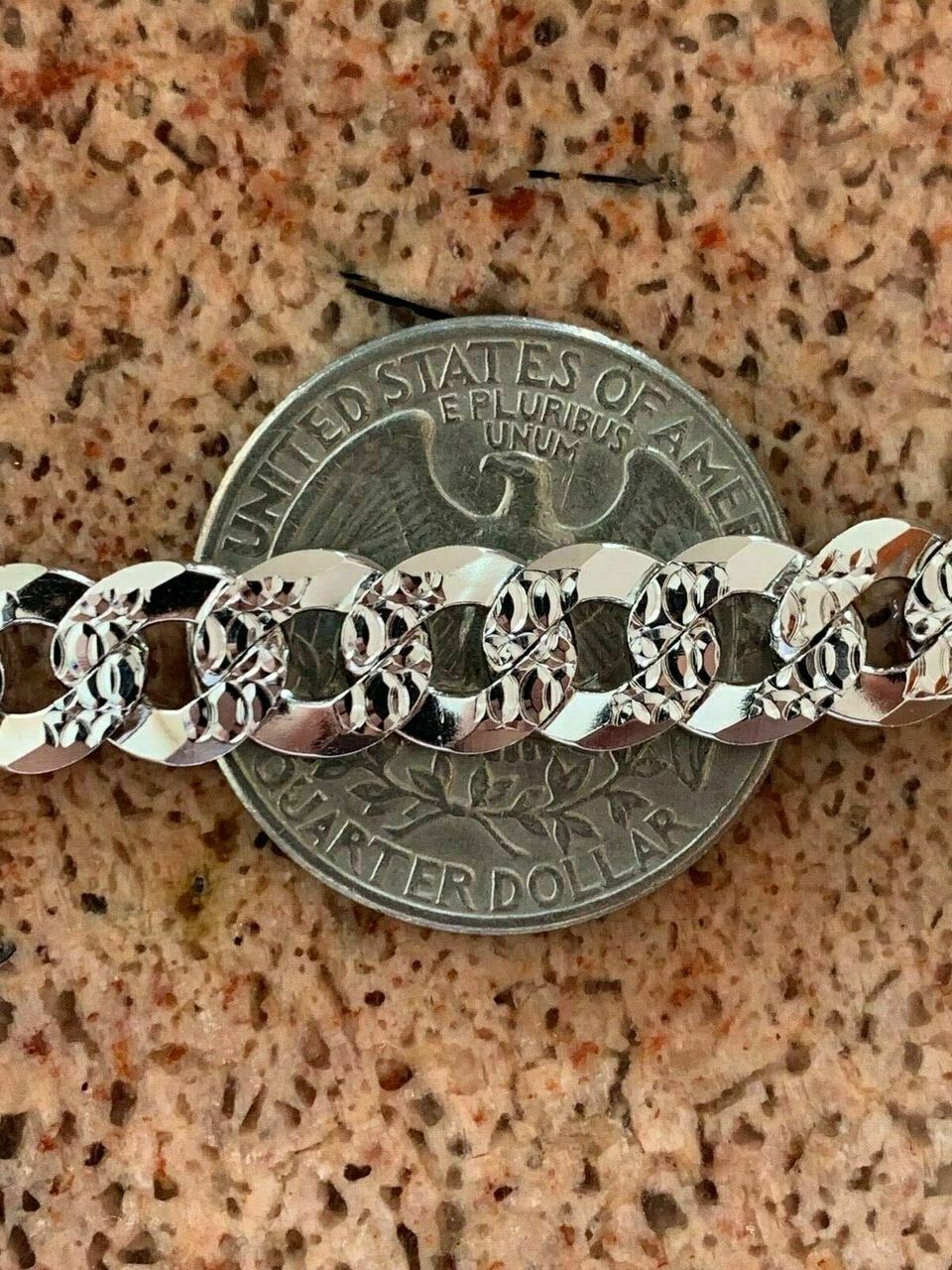 Men’s Diamond Cut Miami Cuban Link Chain Solid 925 Sterling Silver 8mm Italy