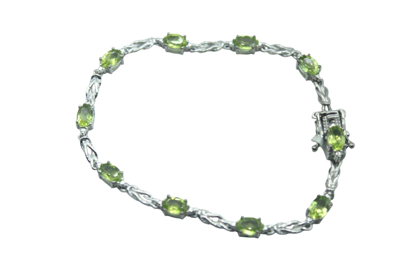 NWT Silver Tone Peridot Karis Tennis Bracelet 7in Stunning Gemstone