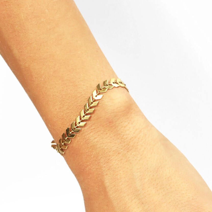 Stainless Steel Chevron 7″ +2″ Bracelet Gold Plated / Silver Finish