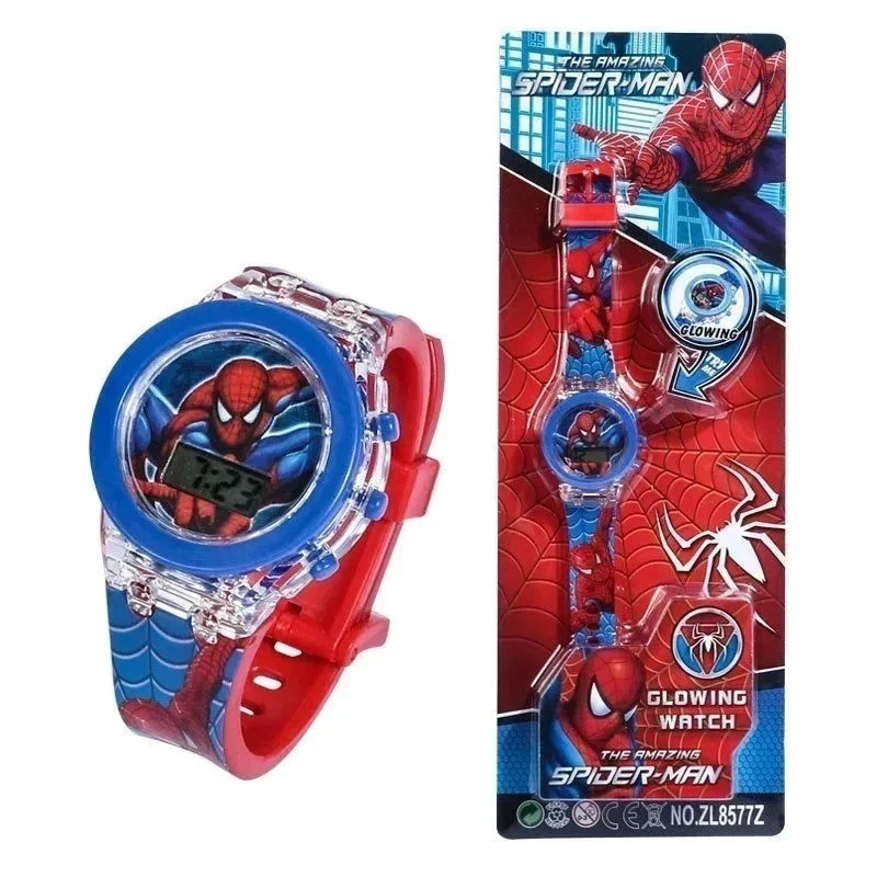 Children Spiderman Watch Cartoon Flashing Light Up Digital Spider Man Kids Flash