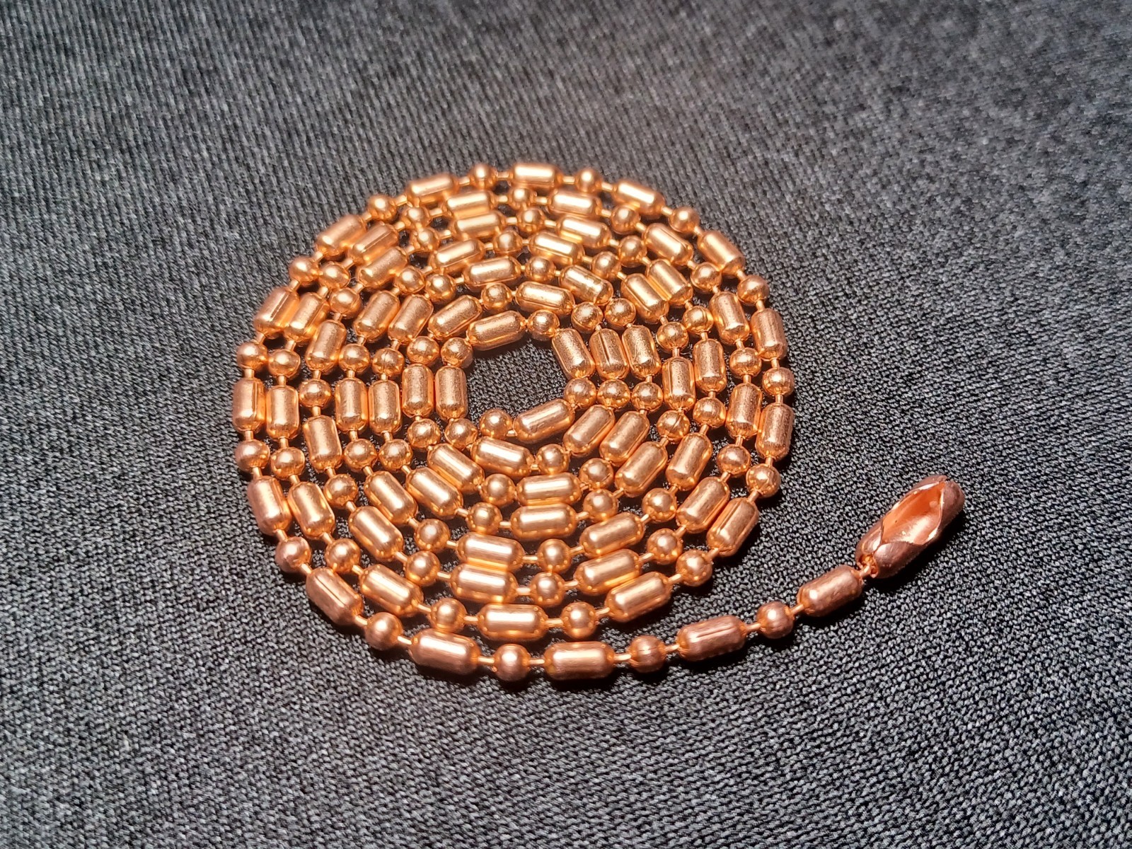 Copper 2.4mm Bar & Ball Bead Military Type Dog Tag Chain Necklace USAMade
