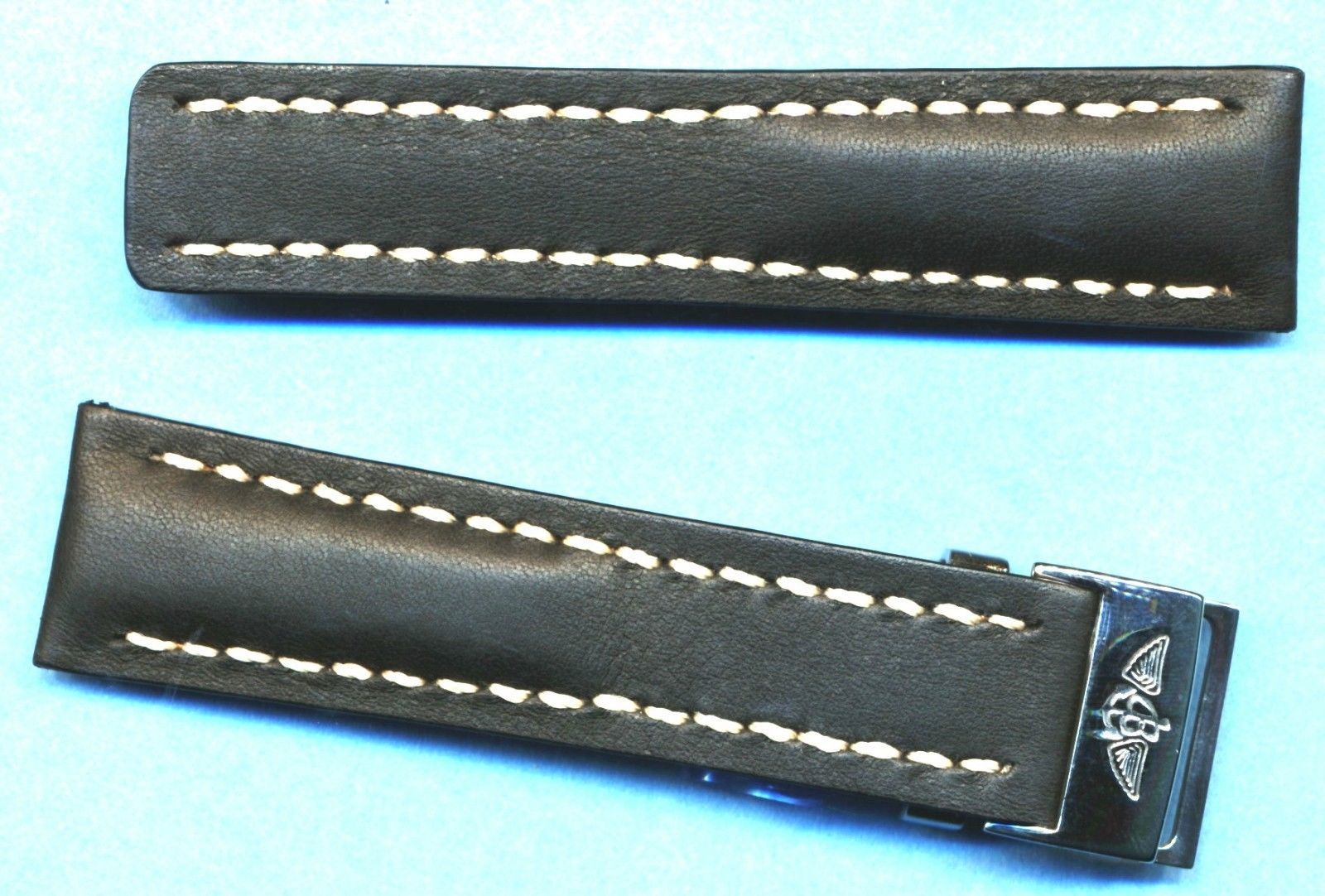 MB GENUINE LEATHER STRAP 22mm FOR 20mm BREITLING DEPLOYMENT CLASP