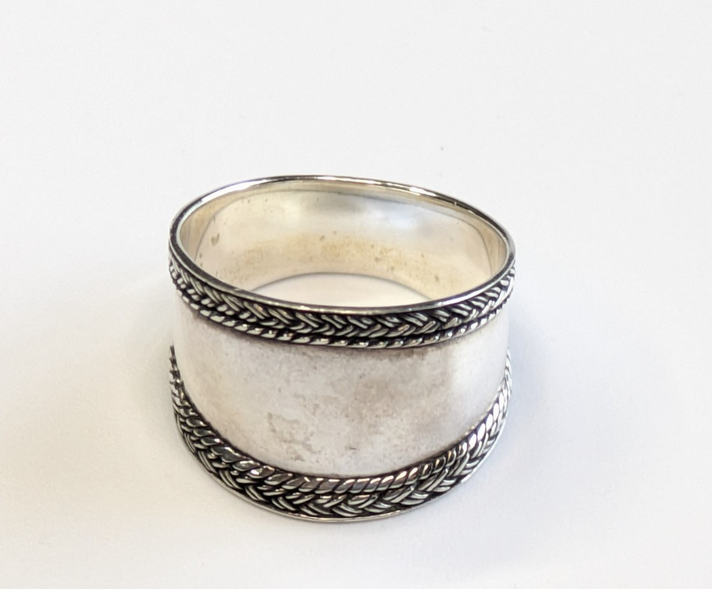 VTG Sterling Silver 925 Polished Braided Rope Edge 5/8″ Wide Sz 9 Band Ring