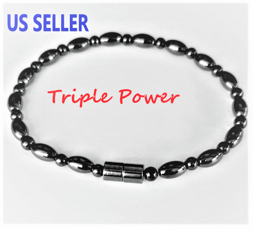 TRIPLE POWER Therapeutic Magnetic Hematite Bracelet Anklet Necklace Magnet Clasp