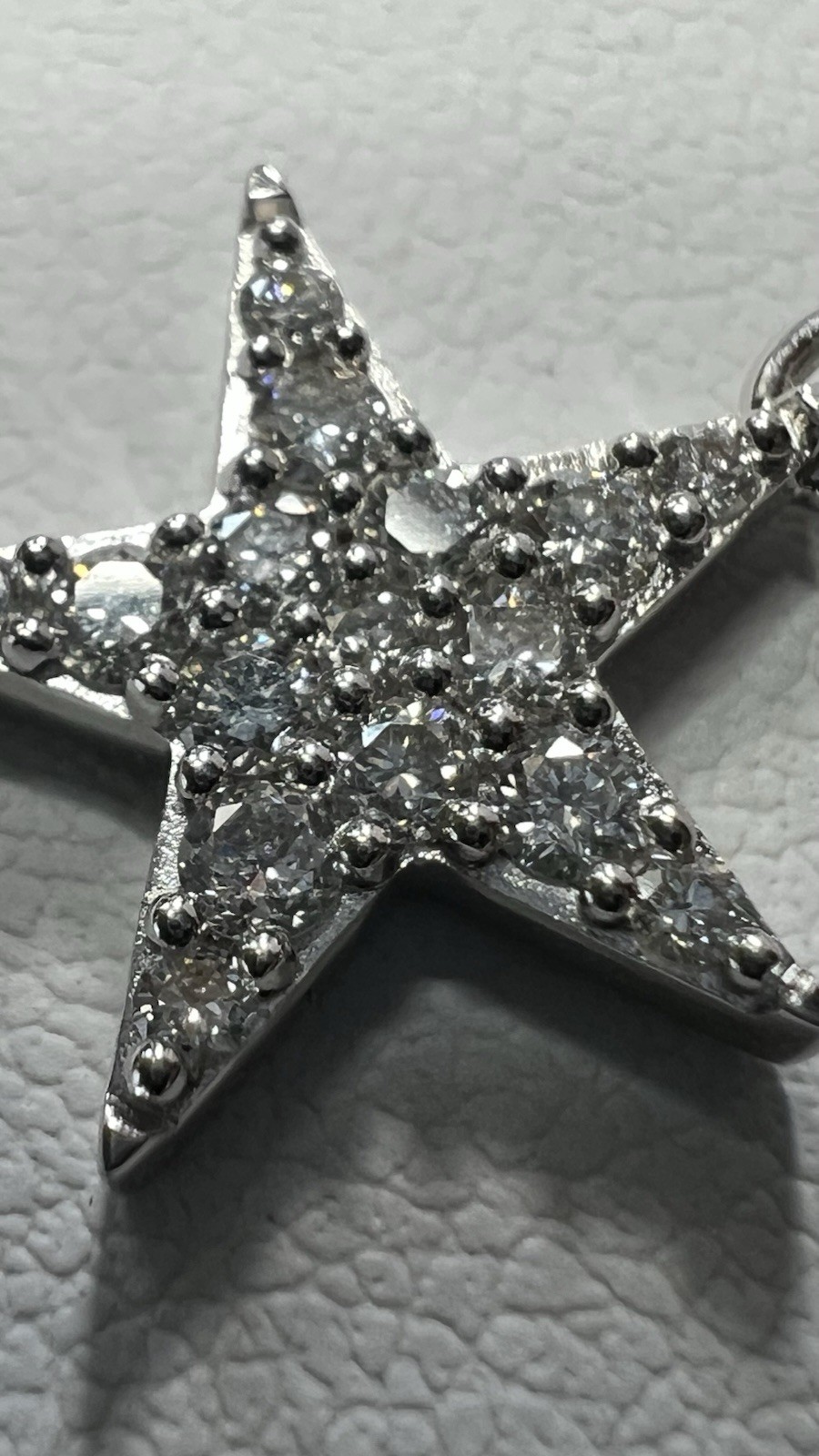 White Gold Over 925 silver 0.30 CTW Diamond Pavé Star Pendant Paperclip Necklace