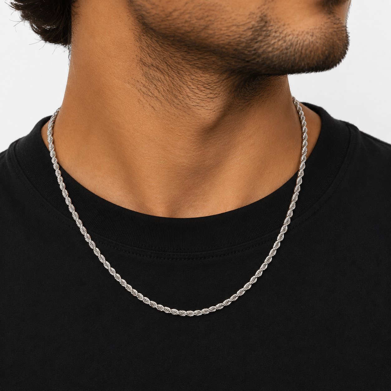 2.5MM Solid 925 Sterling Silver Italian DIAMOND CUT ROPE CHAIN Necklace Italy