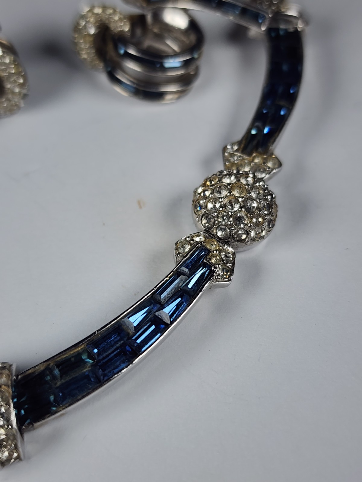 MARCEL BOUCHER SAPPHIRE BAGUETTE RHINESTONE ‘OPENING NIGHT’ POM POM NECKLACE SET