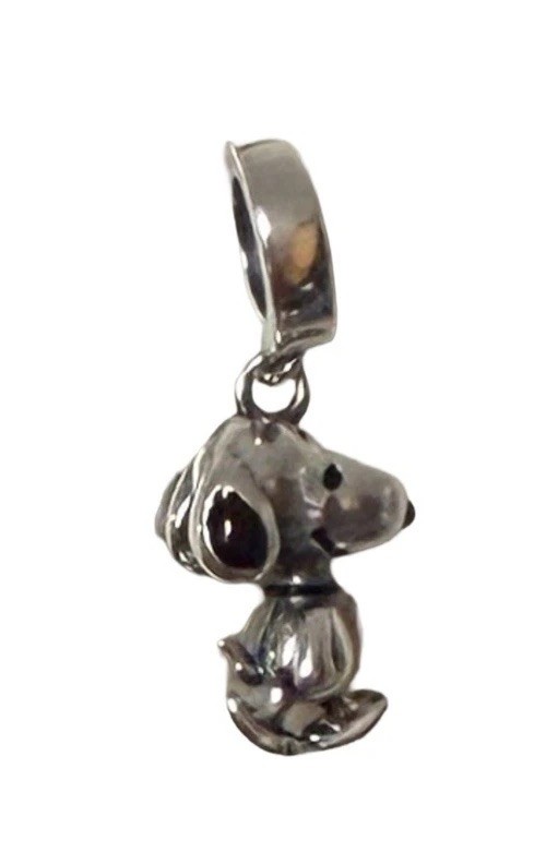 V480 S925 STERLING SILVER STROLLING SNOOPY DANGLE CHARM