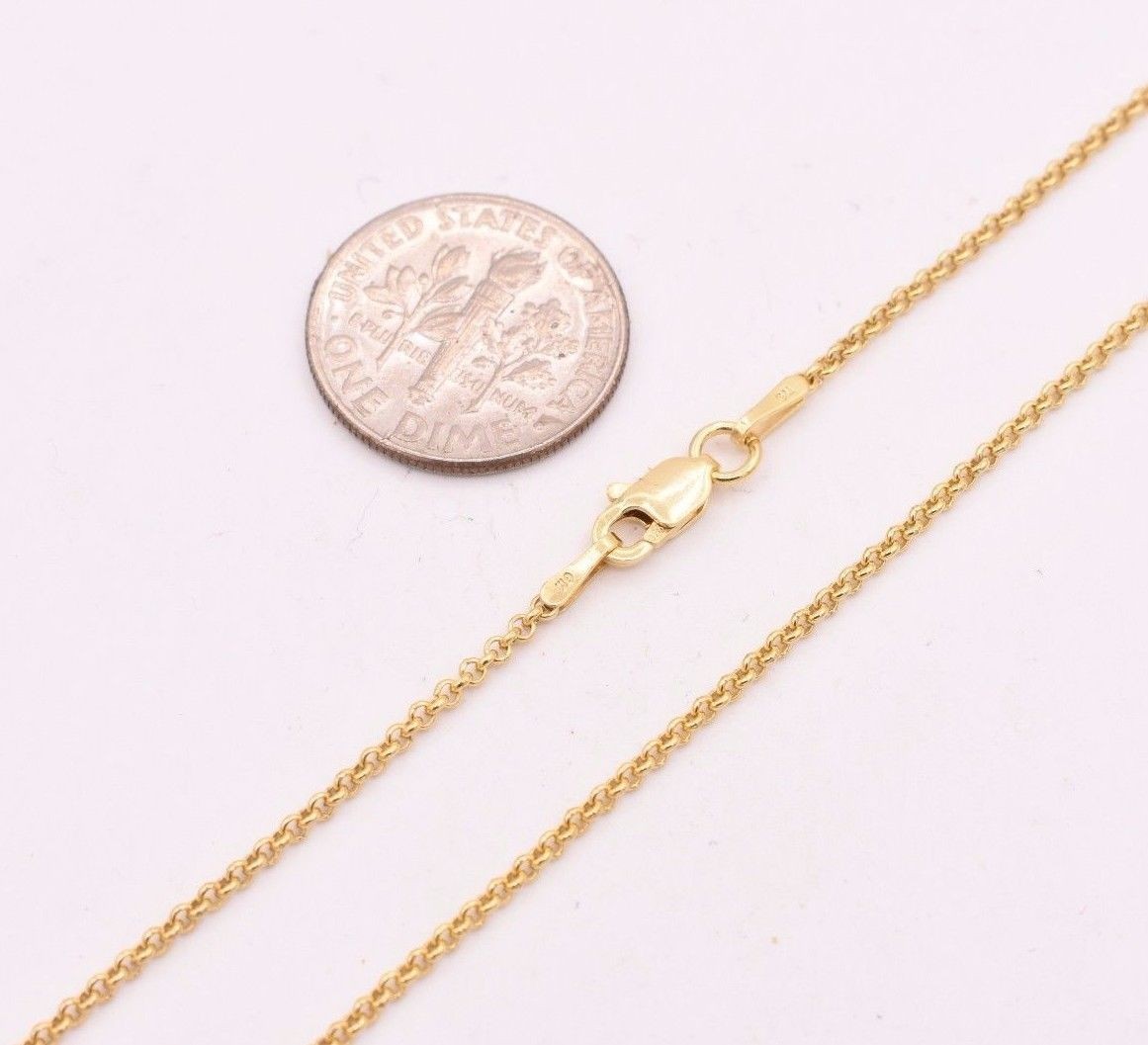 1.5mm Technibond Round Rolo Chain Necklace 14K Yellow Gold-Plated Silver 925