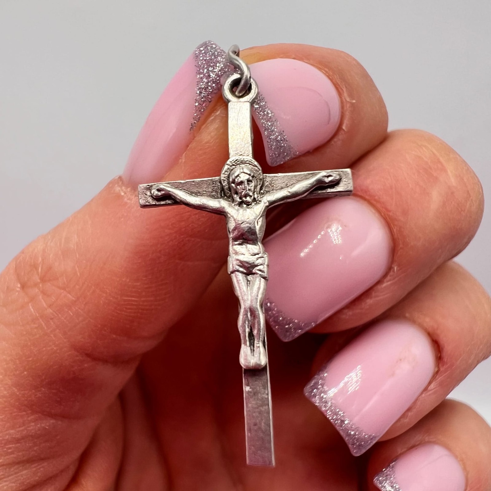 Solid 925 Sterling Silver Jesus Crucifix Cross Pendant Charm Stamped 1.35g