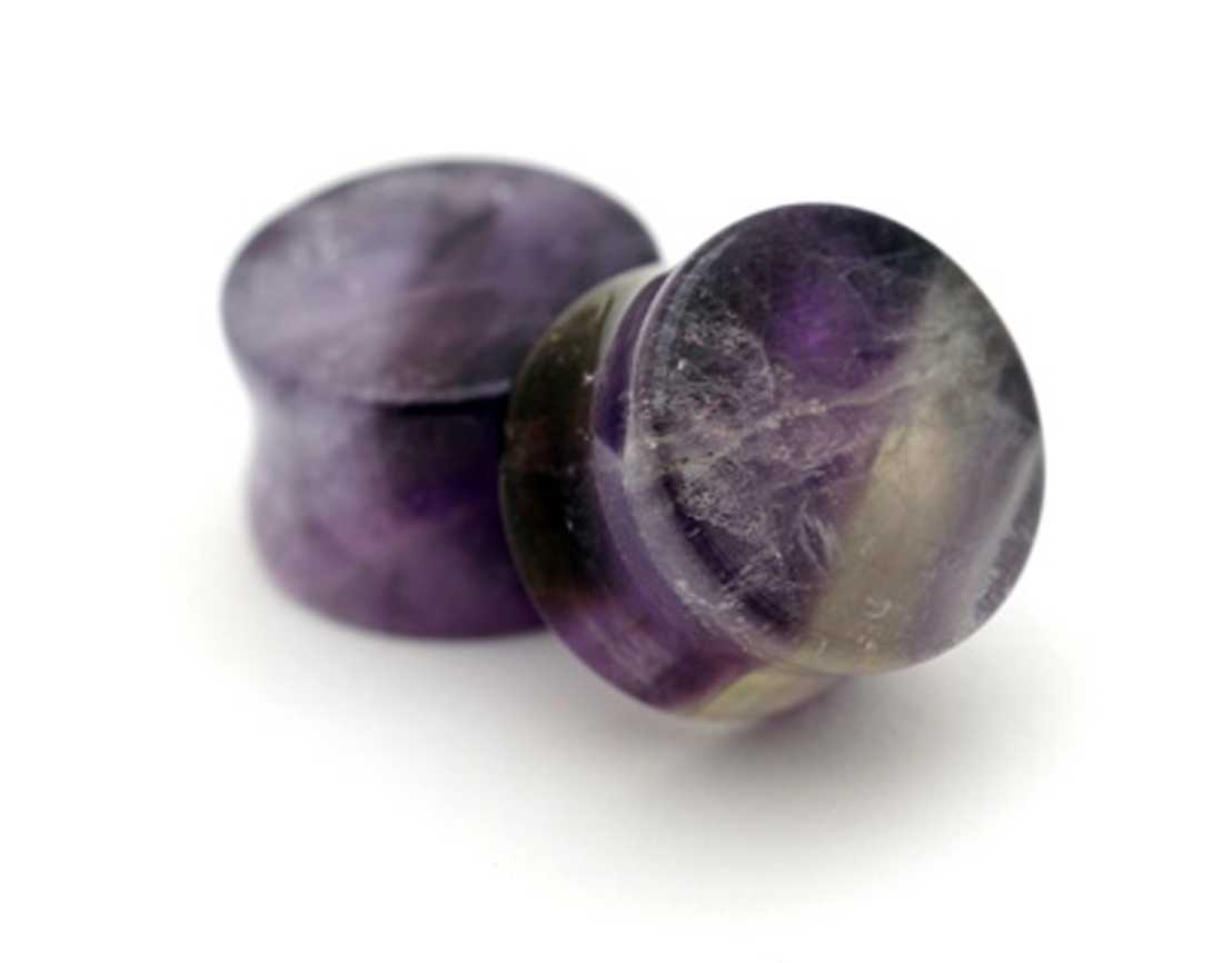 Pair of Amethyst Stone Plugs set gauges PICK SIZE