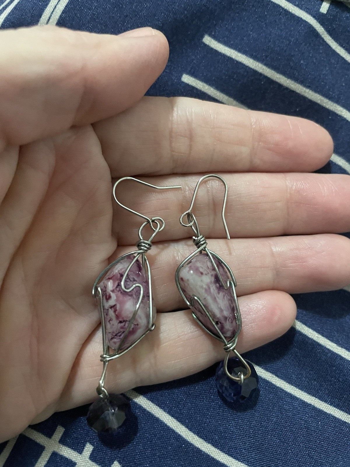 Purple and Silver Wrap Dangle Earrings