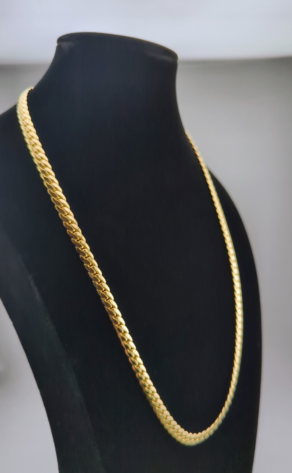Men’s Gold Tone Cuban Curb Link Chain Necklace 20” 6mm 35g Marked 14K