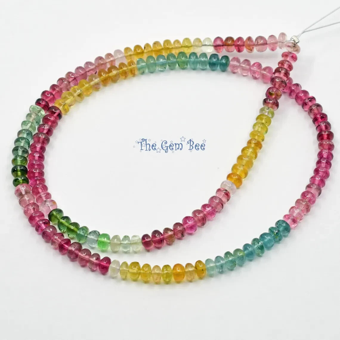 4.2mm Pink Blue Green Yellow Candy Tourmaline Smooth Rondelle Bead 16″ strand