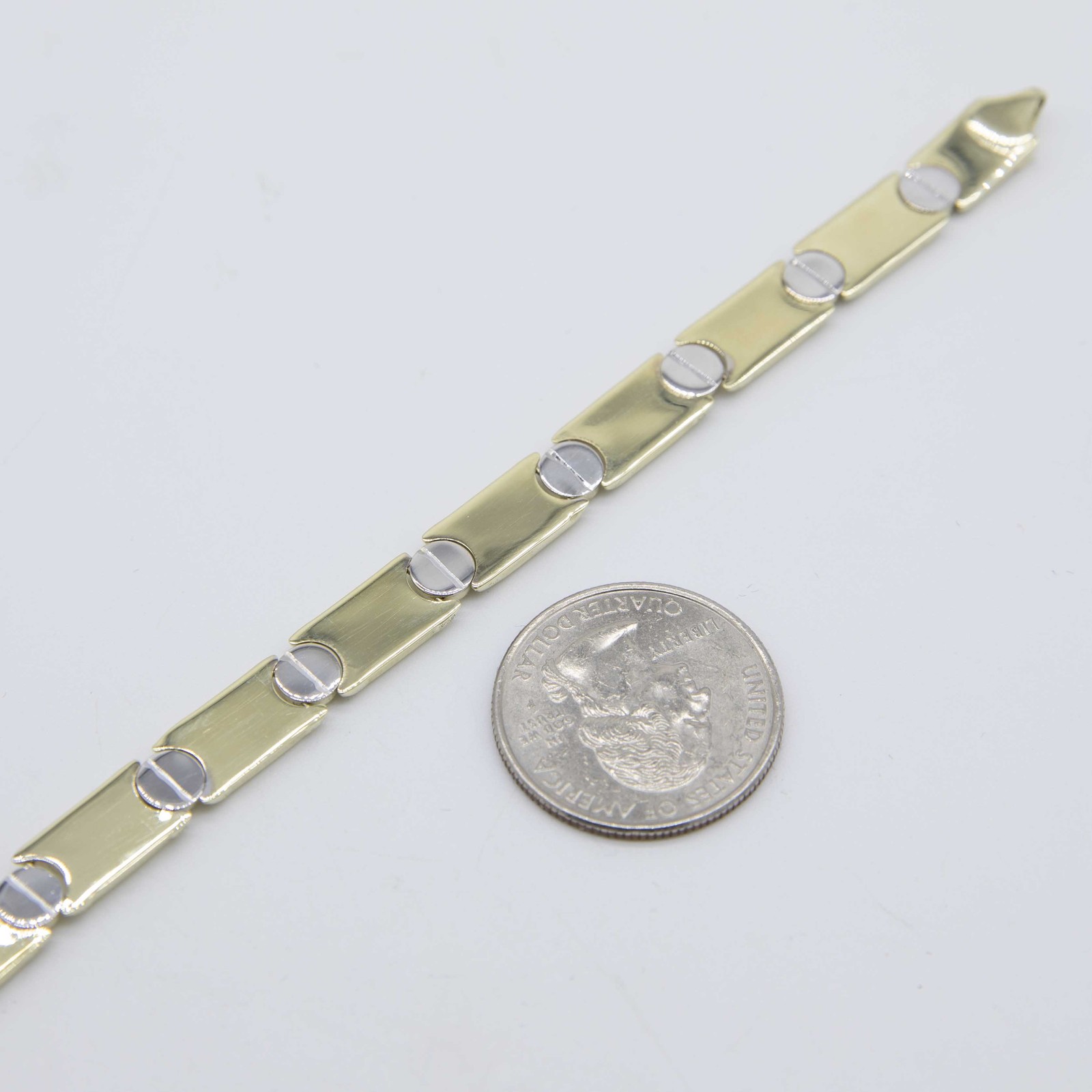7.5mm Reversible Screw Link Design Bracelet Real 10K Yellow White Gold 7.5″