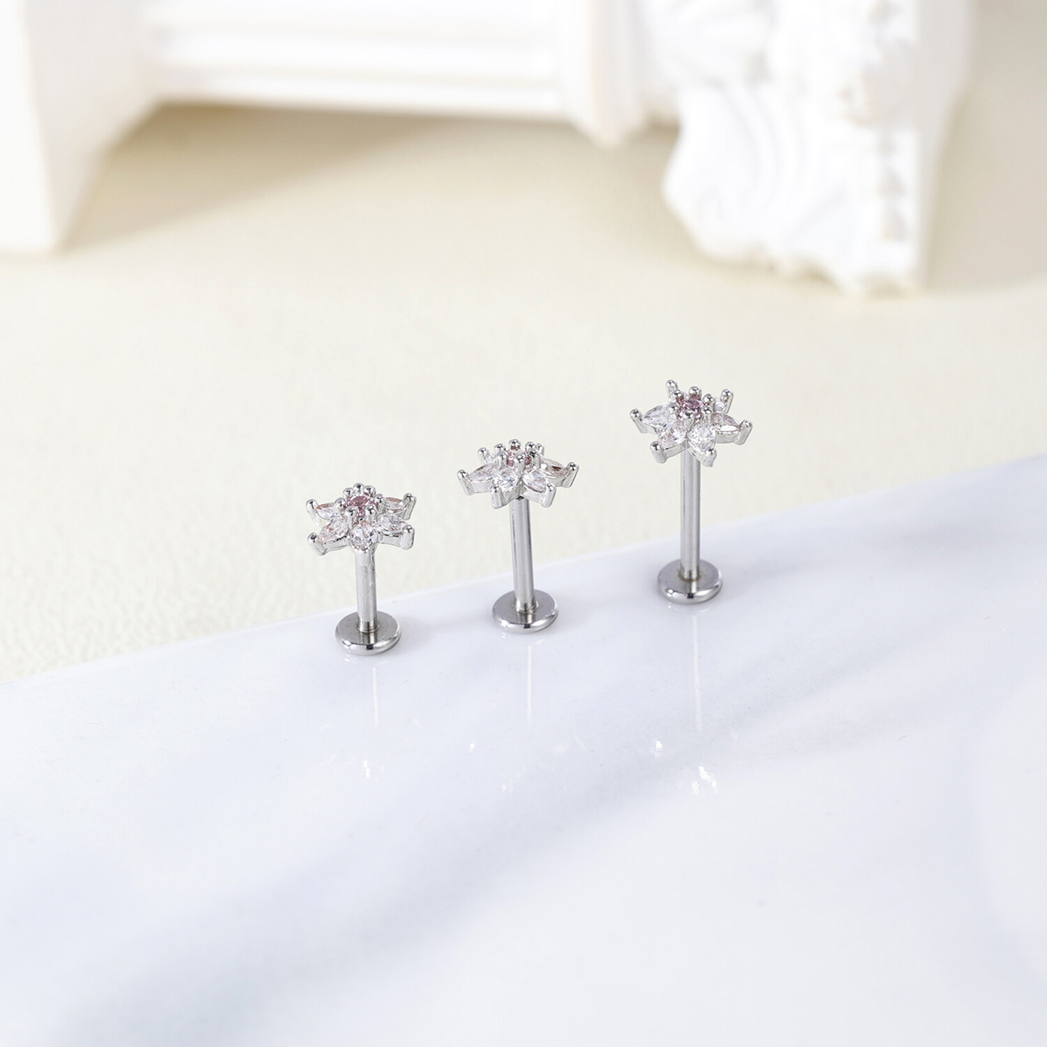 16g Stainless Steel Labret Lip Studs CZ Tragus Earrings Medusa Monroe Piercing