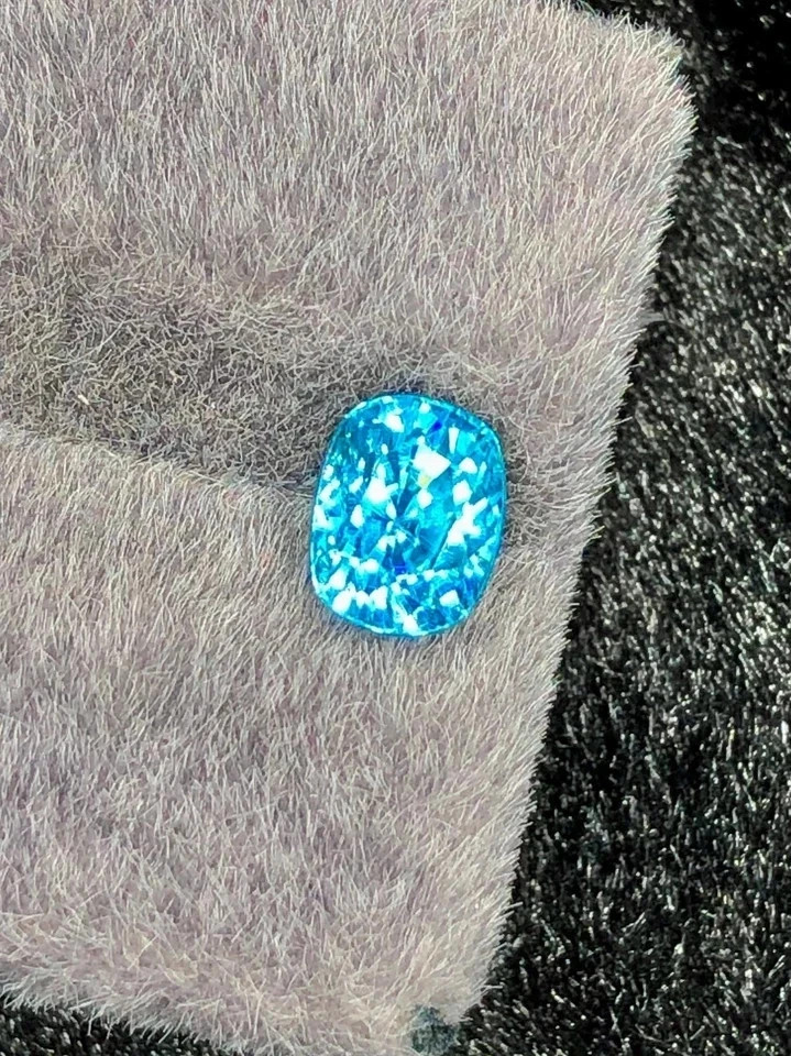 Certified 17.84 Ct Natural Cambodian Blue Imperial Zircon Cushion Loose Gemstone