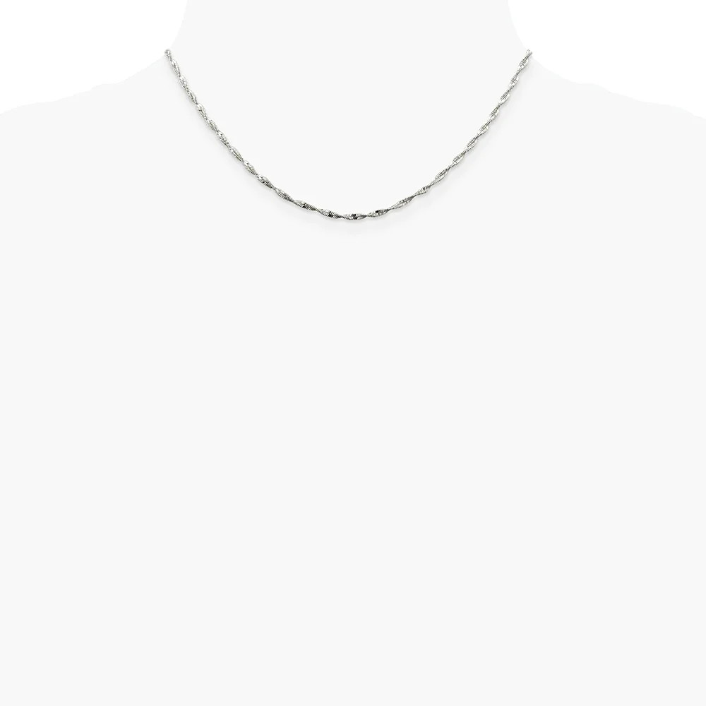 Sterling Silver 2mm Twisted Herringbone Chain Necklace 16″-24″