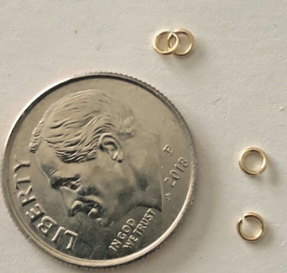 18K Solid Yellow Gold Tiny Open Jump Ring 24 Gauge-.5mm-2.6mm OD 1.6mm ID Round