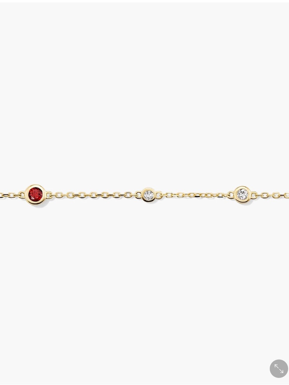 Mejuri Multi Gemstone Diamond Station Bracelet 14K Yellow Gold Garnet NWT