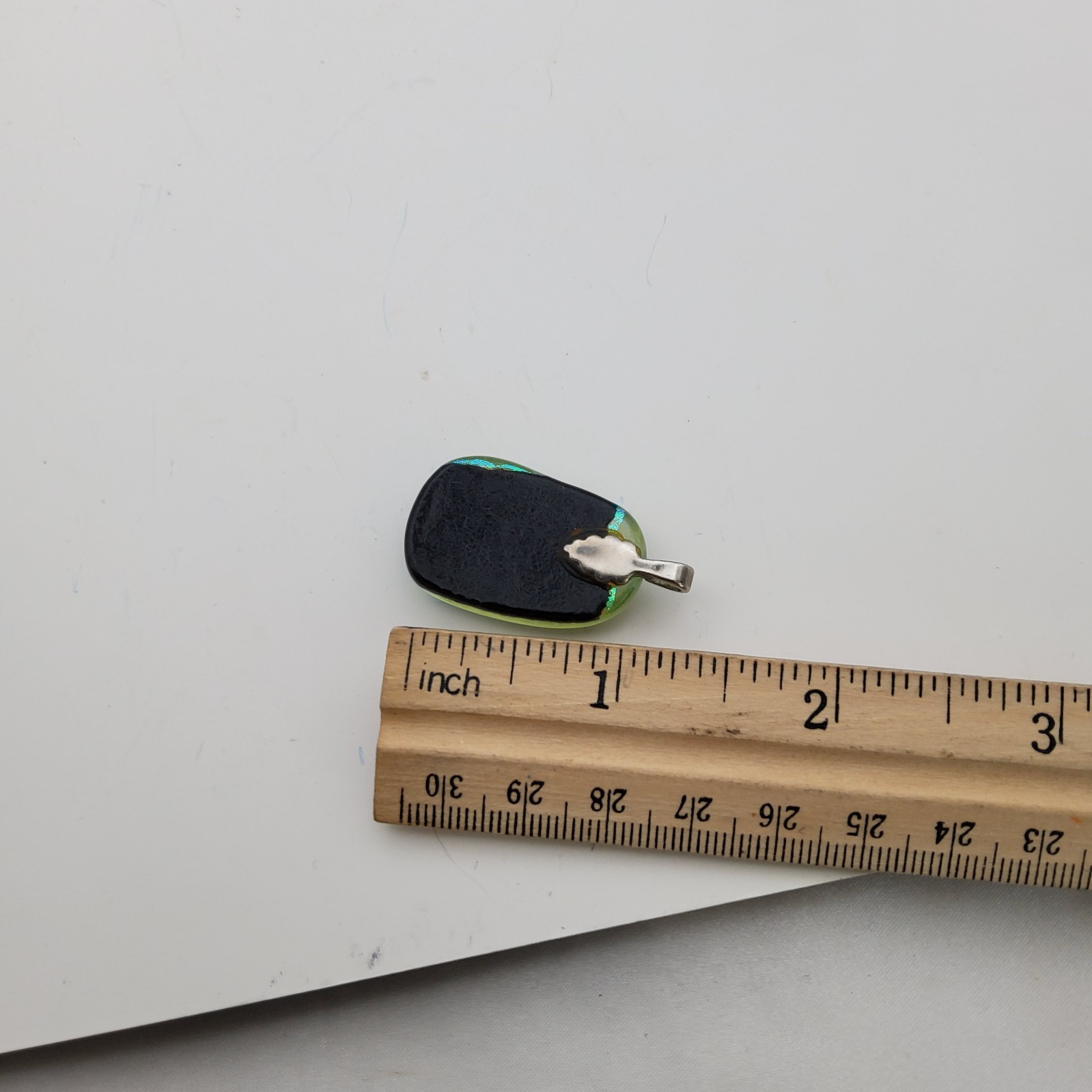 Multicolor Blue Green Gold Dichroic Art Glass Jewelry Pendant