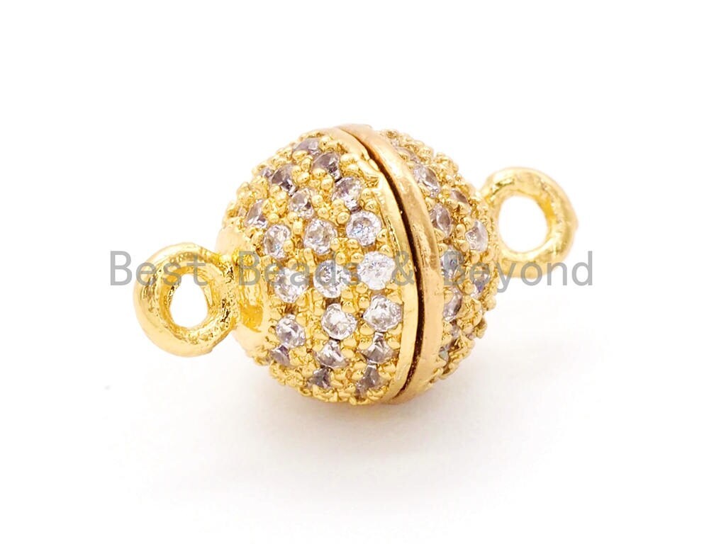 CZ Pave Round Strong Magnetic Clasp for Jewelry Making 8/10/12/14/16mm, sku#H55