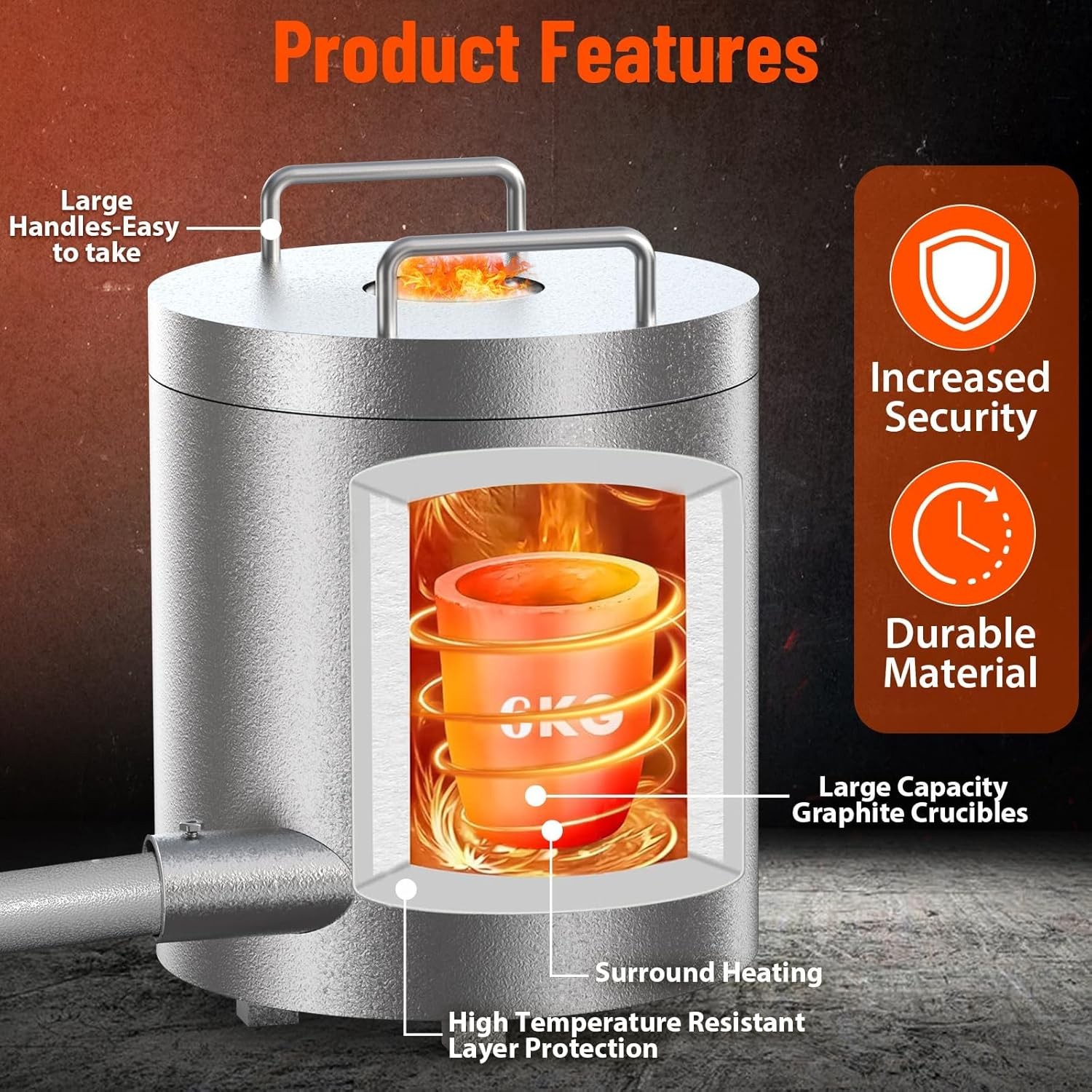 6KG Propane Melting Furnace Kit Foundry Home Kilns 2372°F Casting Smelter