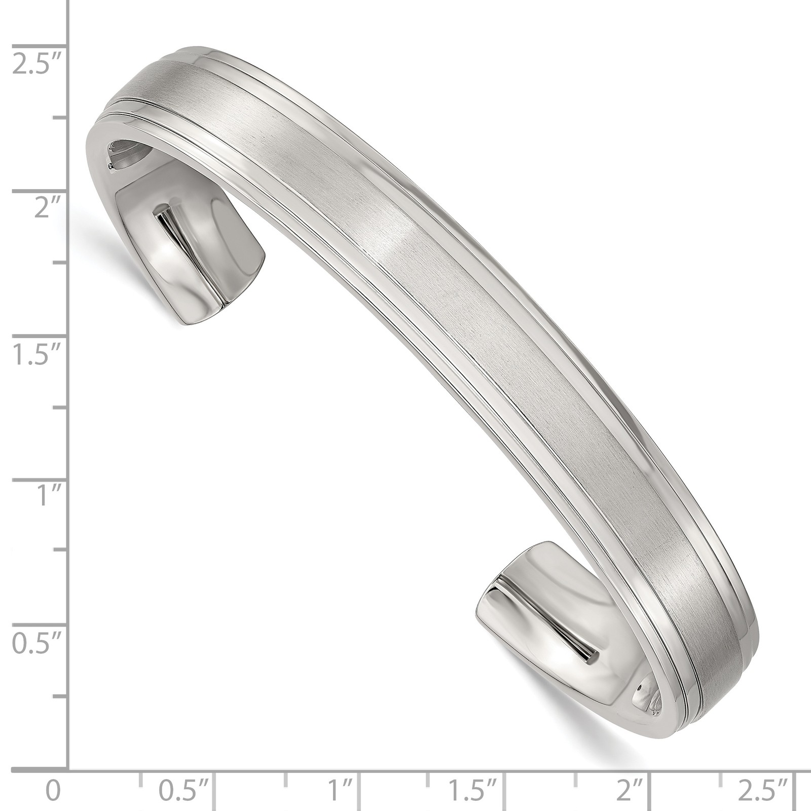 Chisel Stainless Steel Brushed and Polished Double Step Edge 11mm Cuff Bangle SR