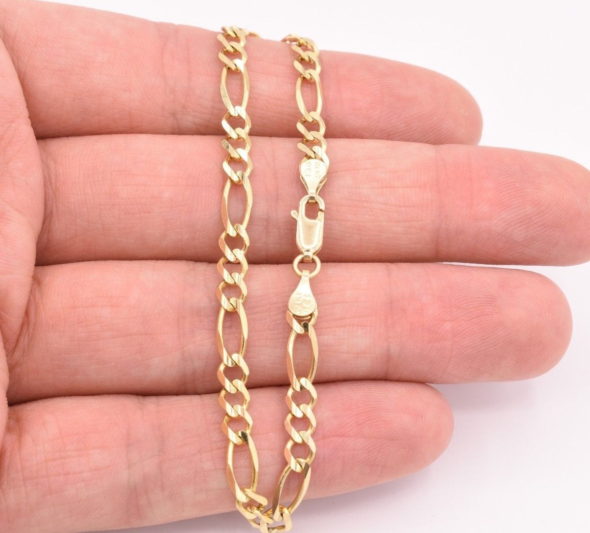 4.5mm Royal Figaro Solid Link Ankle Bracelet Anklet Real 10K Yellow Gold 8″-12″