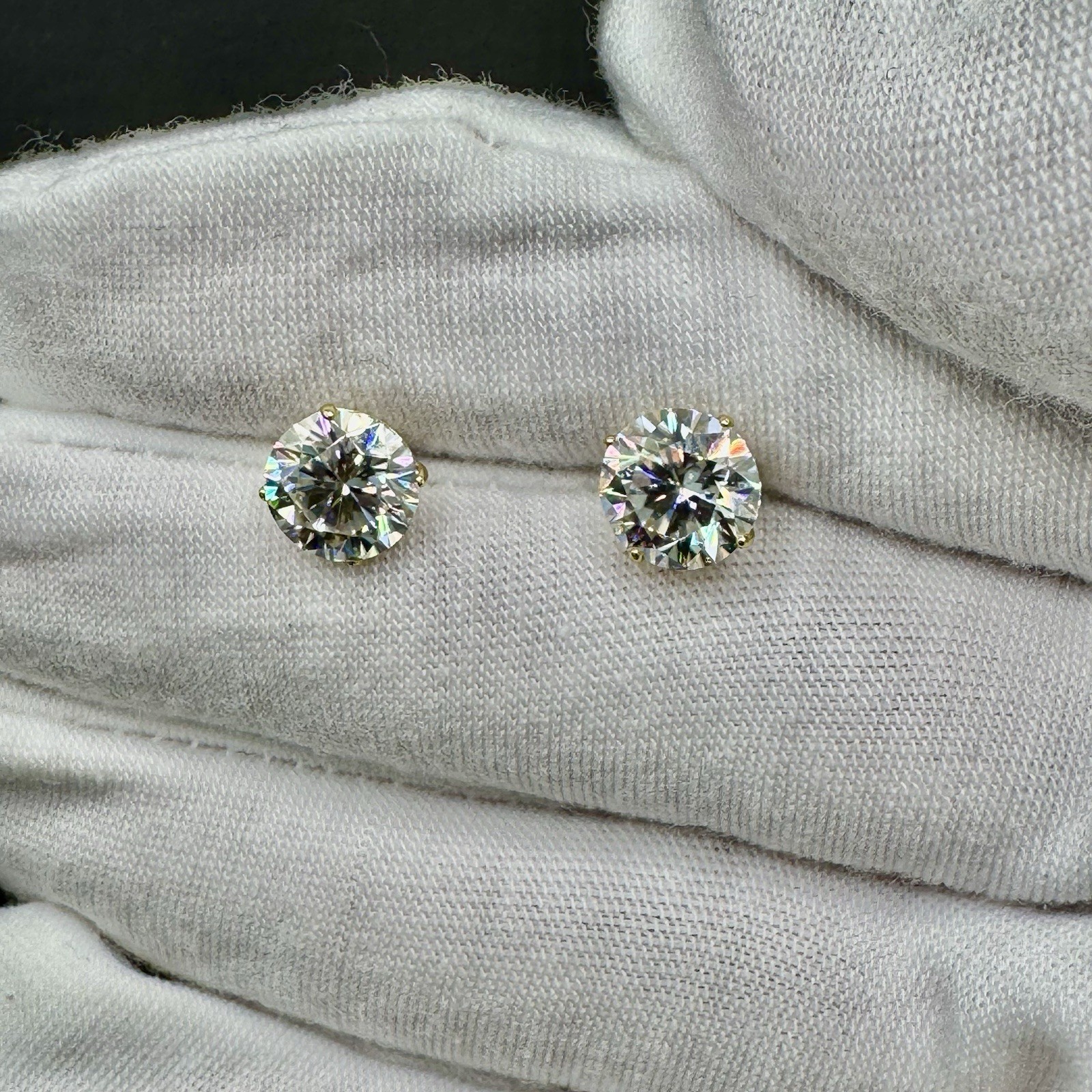 Sterling Silver 4 CTW Moissanite Princess Cut Stud Earrings
