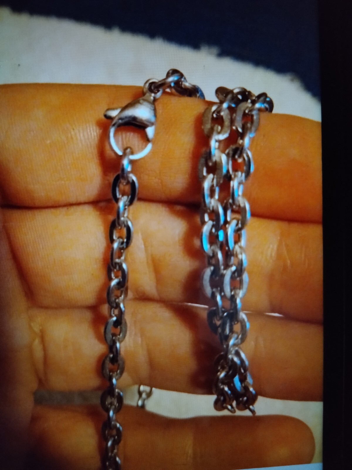 Vintage 18″ Stainless Steel Flat Cable Link Chain Stamped MA S Steel China
