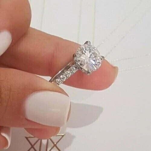 2.00 Ct Round-Cut Lab Created Diamond Engagement Ring 14K White Gold Finish
