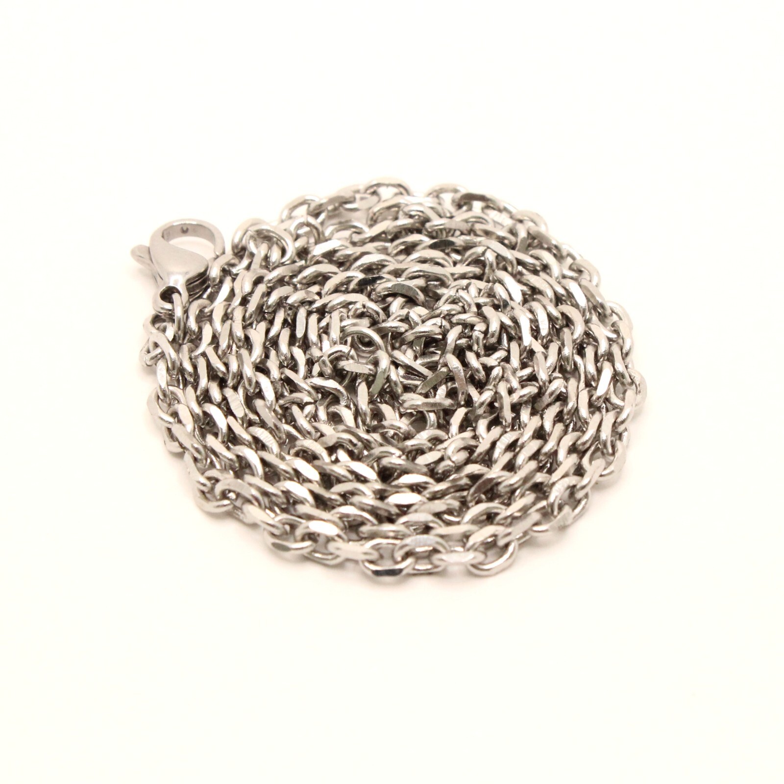 Stainless Steel Miniature Cable Link Chain Necklace 3mm Wide, Sizes 16-24 Inches