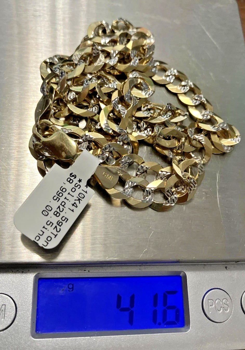 10kt Real Solid Gold Curb Link Chain 41.5grams 8.7mm 28.5” GMI New w/ Retail Tag