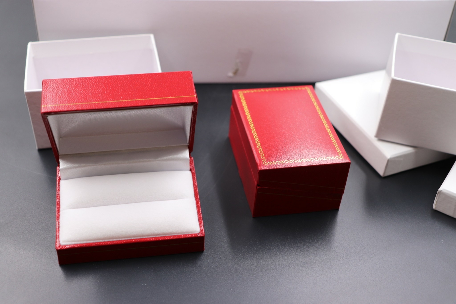Faux Leather Double Ring Box Red ValentineVolume Pricing JEWELRY PAWN Display