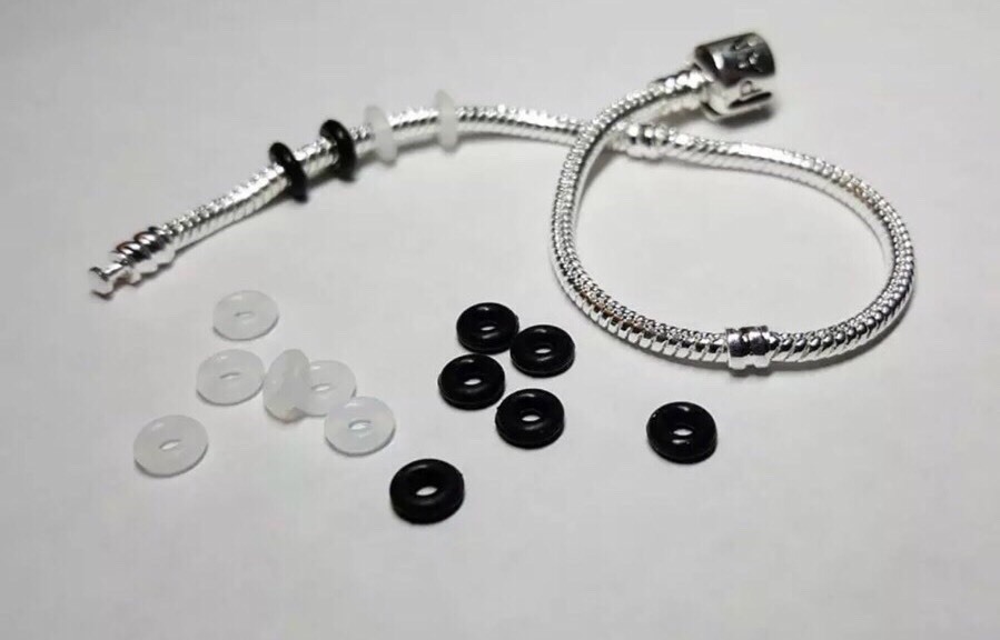 12pc-White/Clear Silicone Rubber Stopper Rings Spacer Bead Fit European Bracelet
