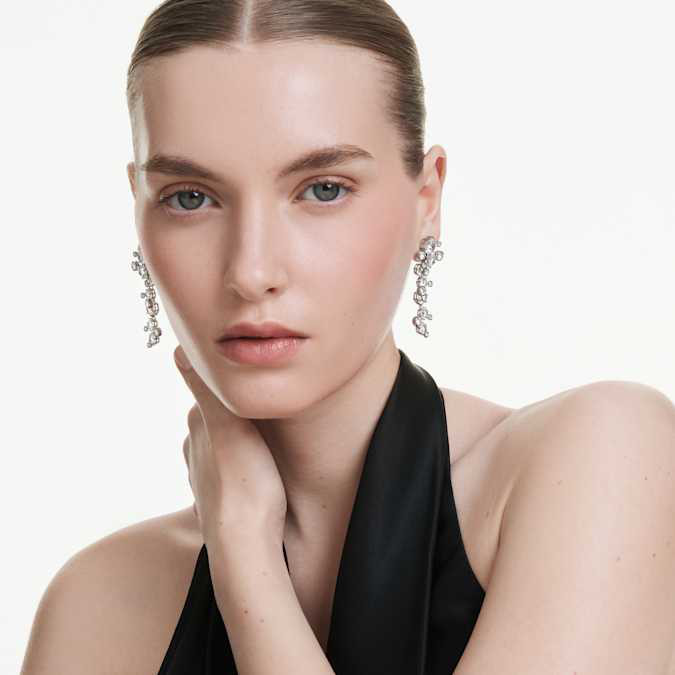 Swarovski Constella Earrings Mixed cut， rhodium plated
