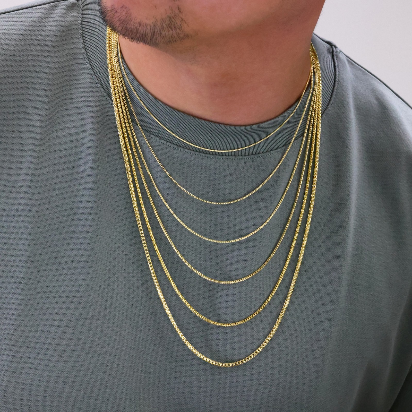 10K Yellow Gold Solid Franco 0.6mm-6mm Diamond Cut Spiga Chain Necklace 16″- 30″