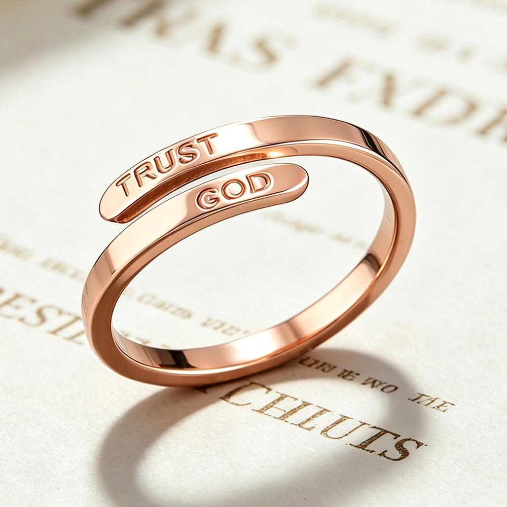 Adjustable Opening Trust God Ring Believe God Couple Ring Men’s And Women’s