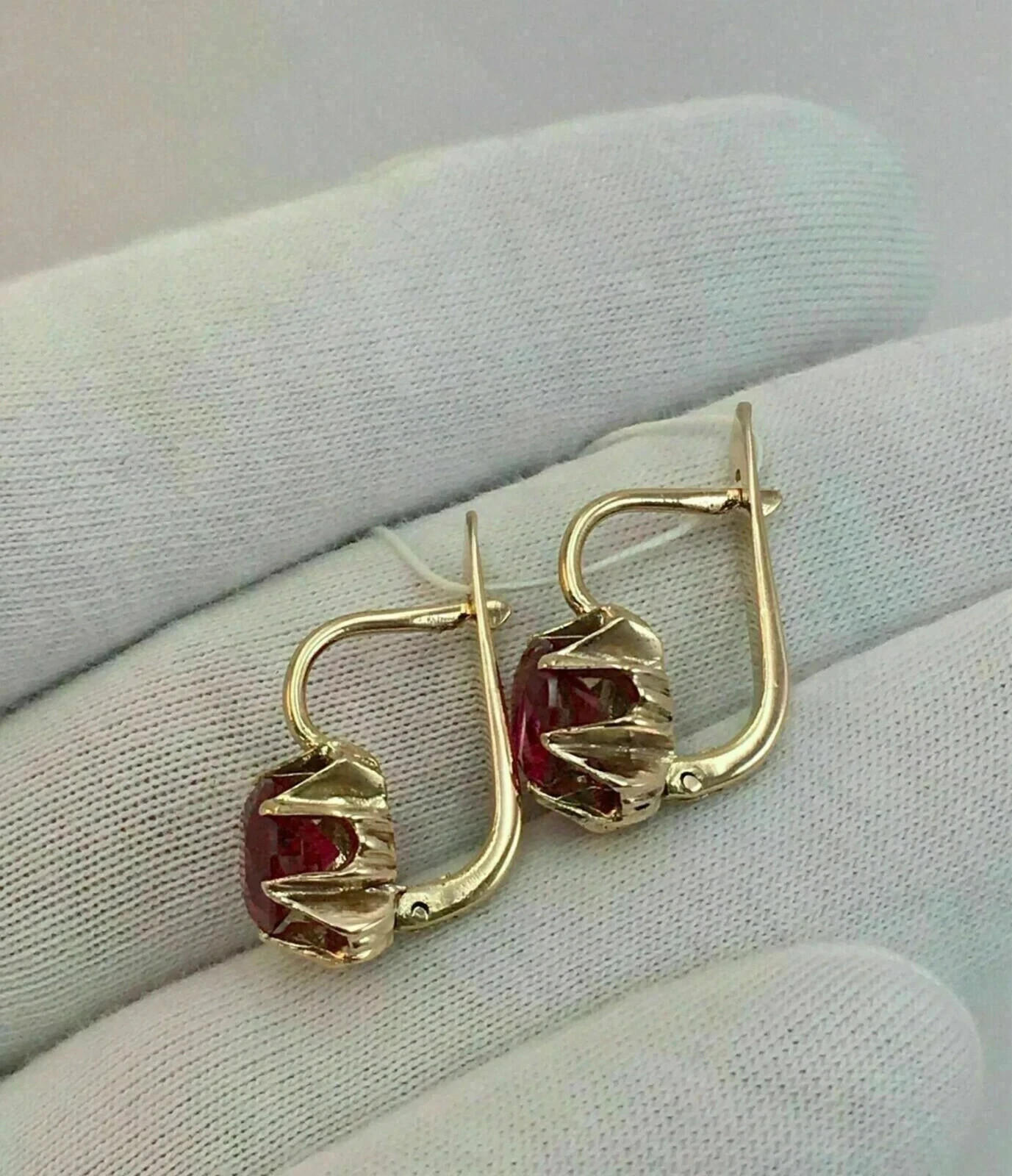 3.00 Ct Round Cut Natural Ruby Earrings 14K Yellow Gold