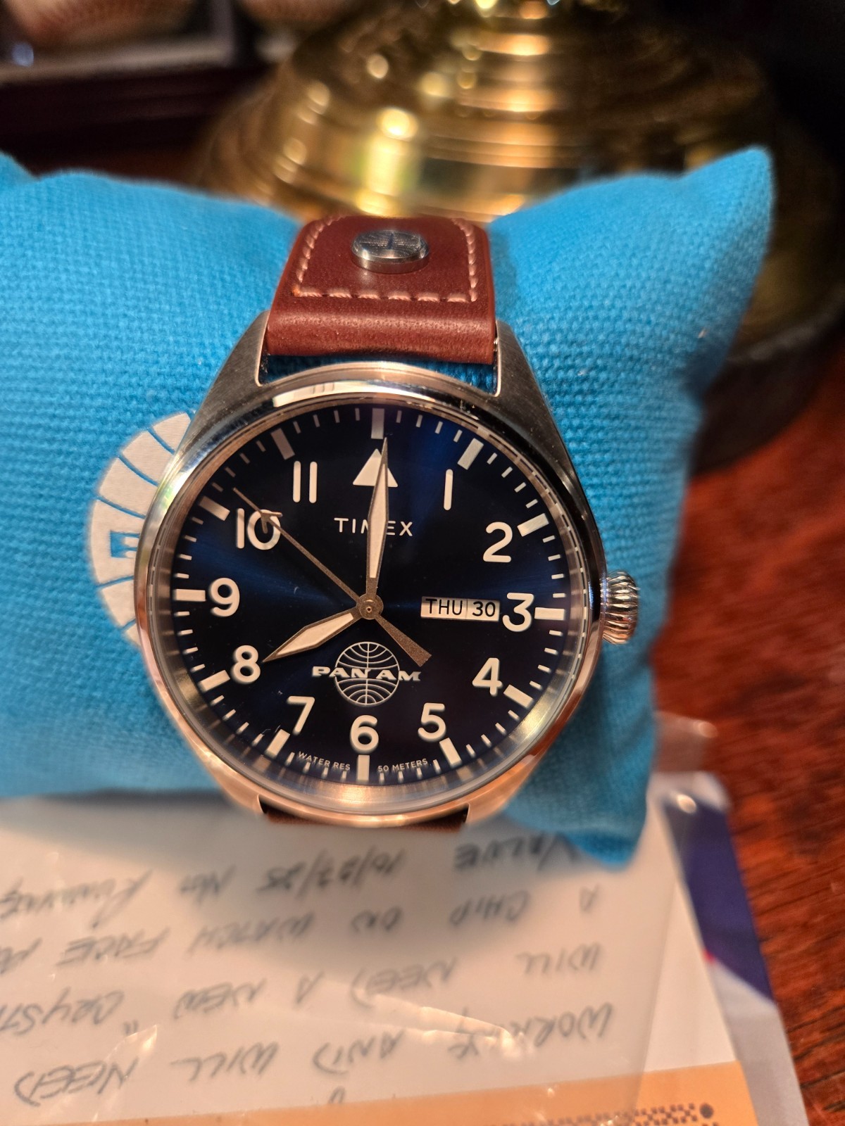 MINT Timex Pan Am 42mm Leather Strap Watch TWG030100 USA SELLER