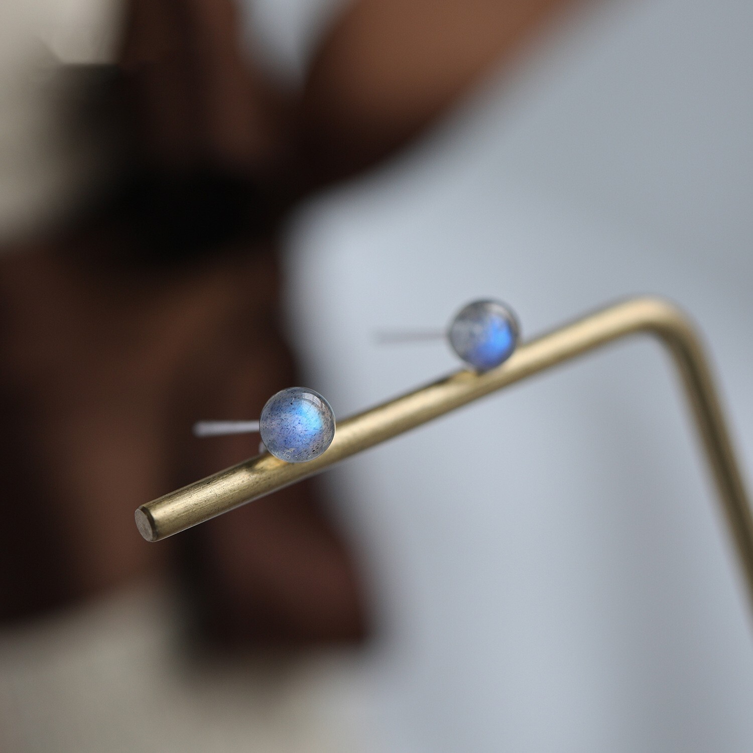 Moonstone Crystal Healing Reiki Balance Calming Minimalist Dainty Stud Earrings