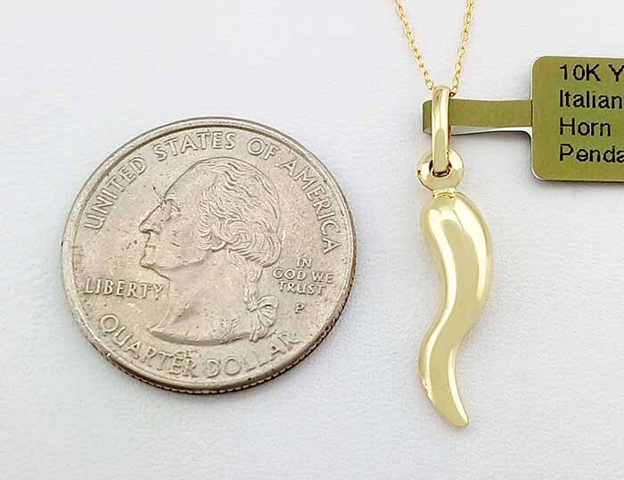 SOLID ITALIAN HORN PENDANT 10K YELLOW GOLD – New With Tag
