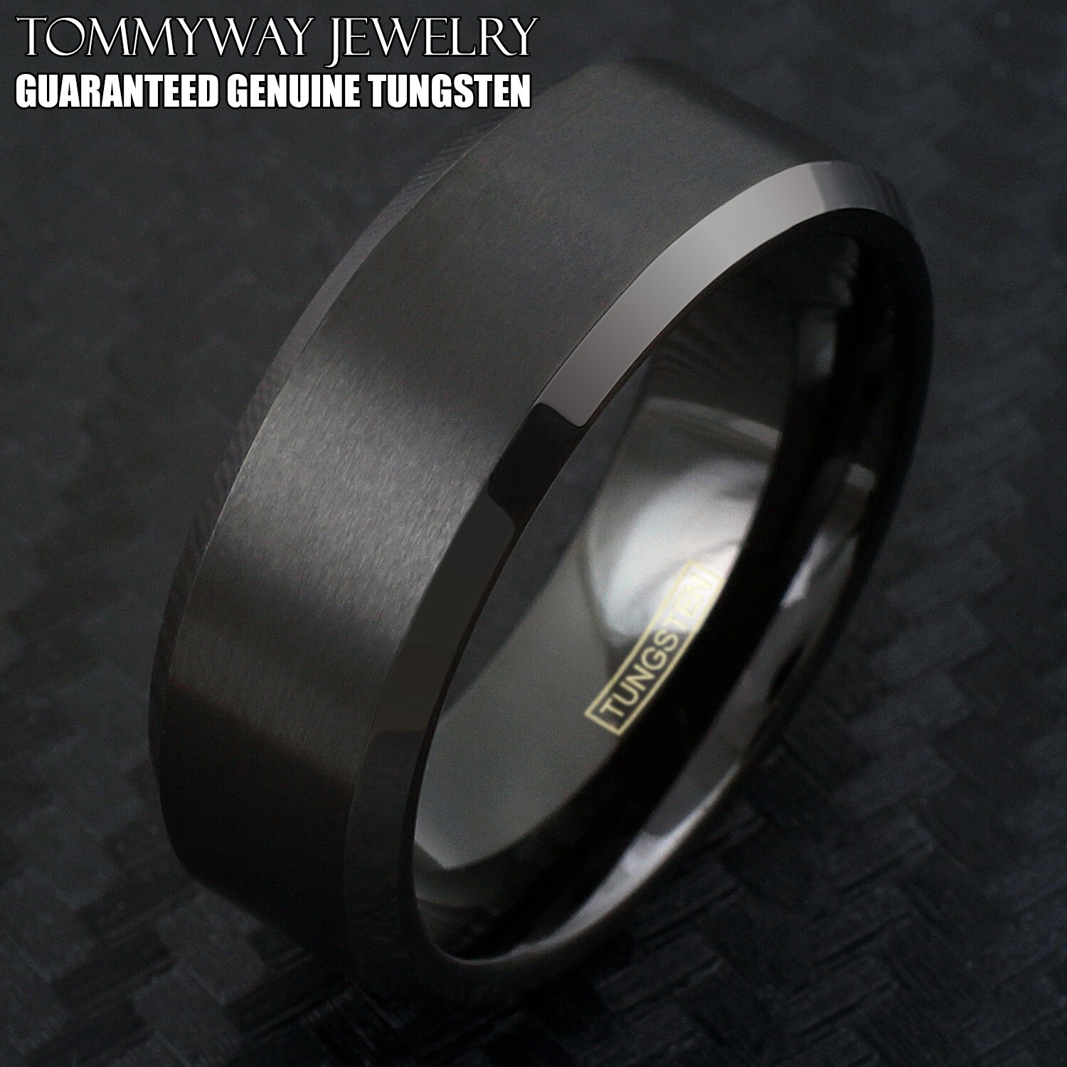 6/8mm Black Tungsten Carbide Brushed Comfort Fit Wedding Band Ring Men’s-Women’s